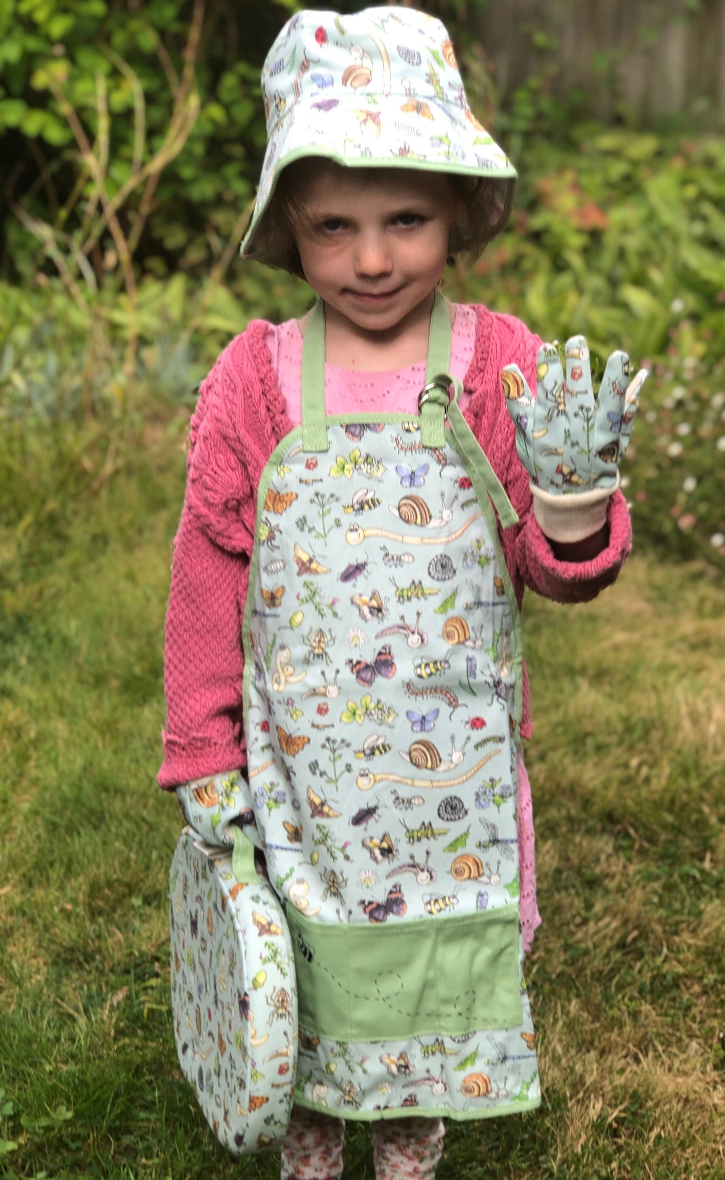 Children's Garden Gloves, Kneeler and Apron Gift Set