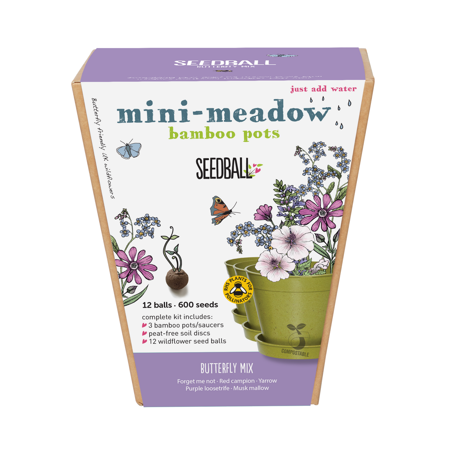 Mini-meadow Bamboo Pots Butterfly Mix