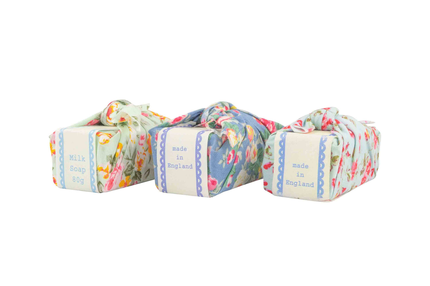 Floral Fabric Wrapped Soaps (Lavender - Blue Wrap)
