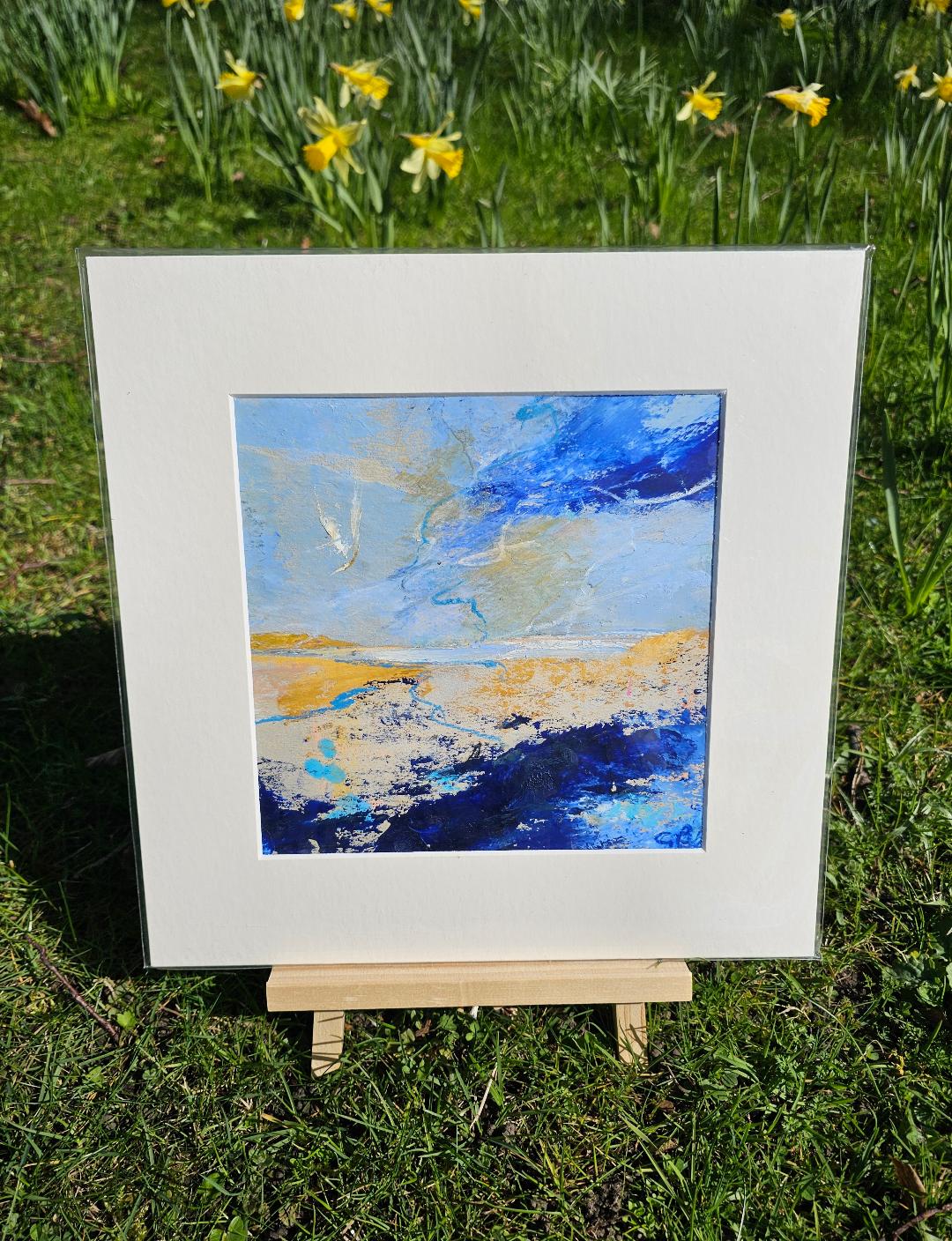 Into the Blue original mixed media abstract artwork for sale