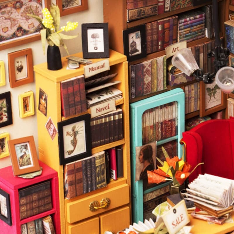 Interior view of Rolife Sams Study DIY miniature house kit