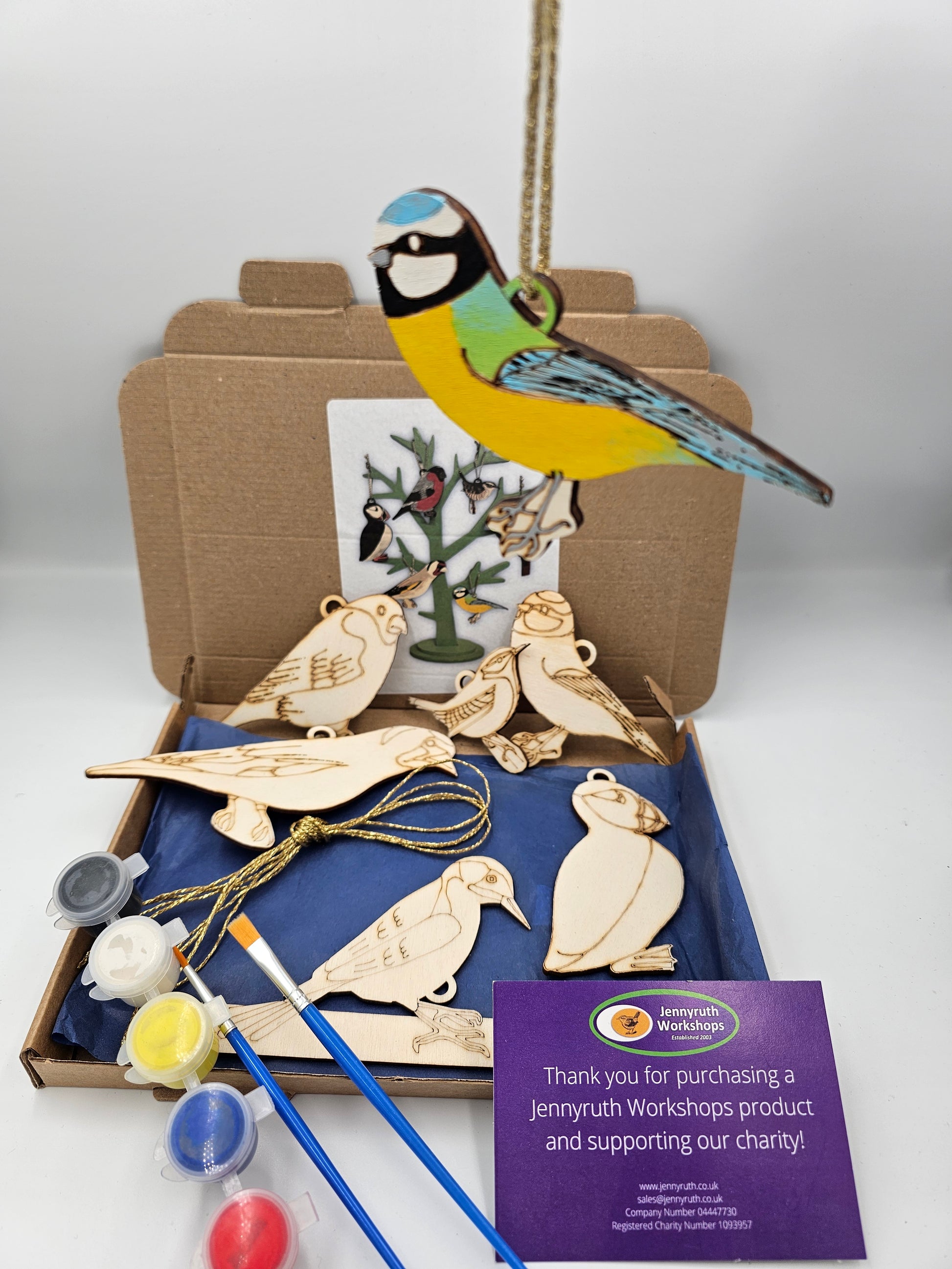 Paint Your Own British Birds craft kit by Jennyruth Workshops with wooden bird figures