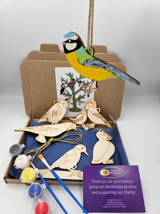 Paint Your Own British Birds craft kit by Jennyruth Workshops with wooden bird figures