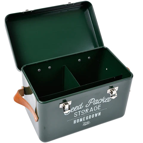 Leather Handled Seed Packet Storage Tin - Frog