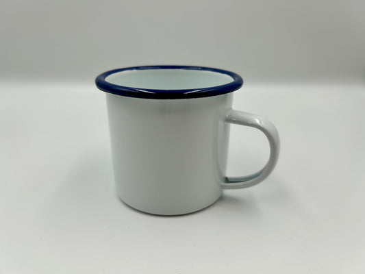 Retro Enamel Mug White/Blue
