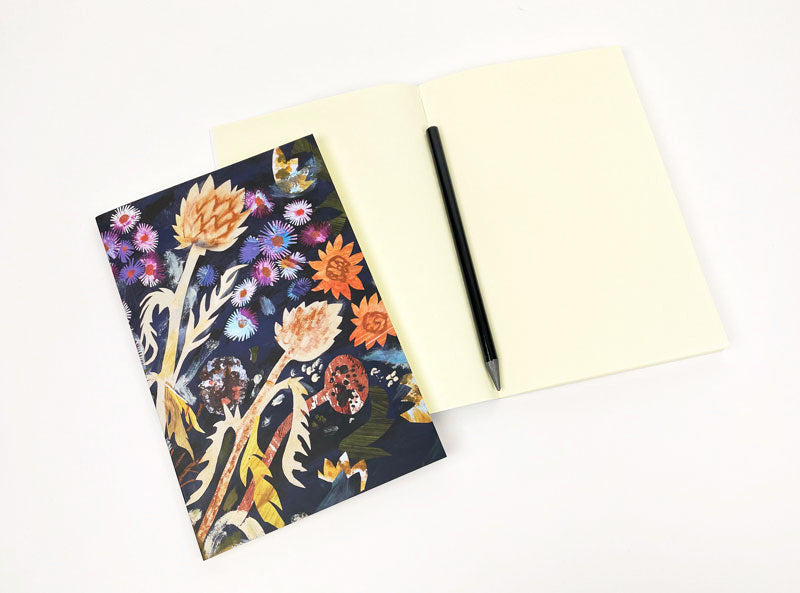 Sunflowers and Michaelmas Daisies sewn notebook