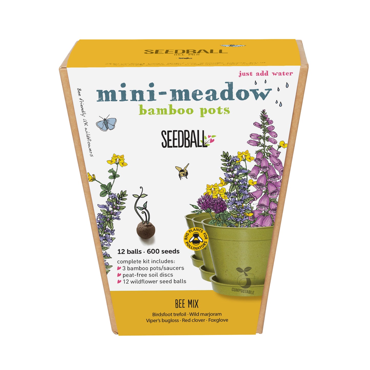 Mini-meadow Bamboo Pots Bee Mix