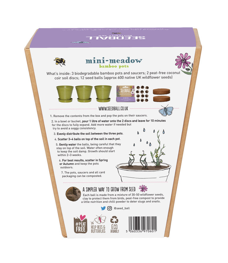 Mini-meadow Bamboo Pots Butterfly Mix