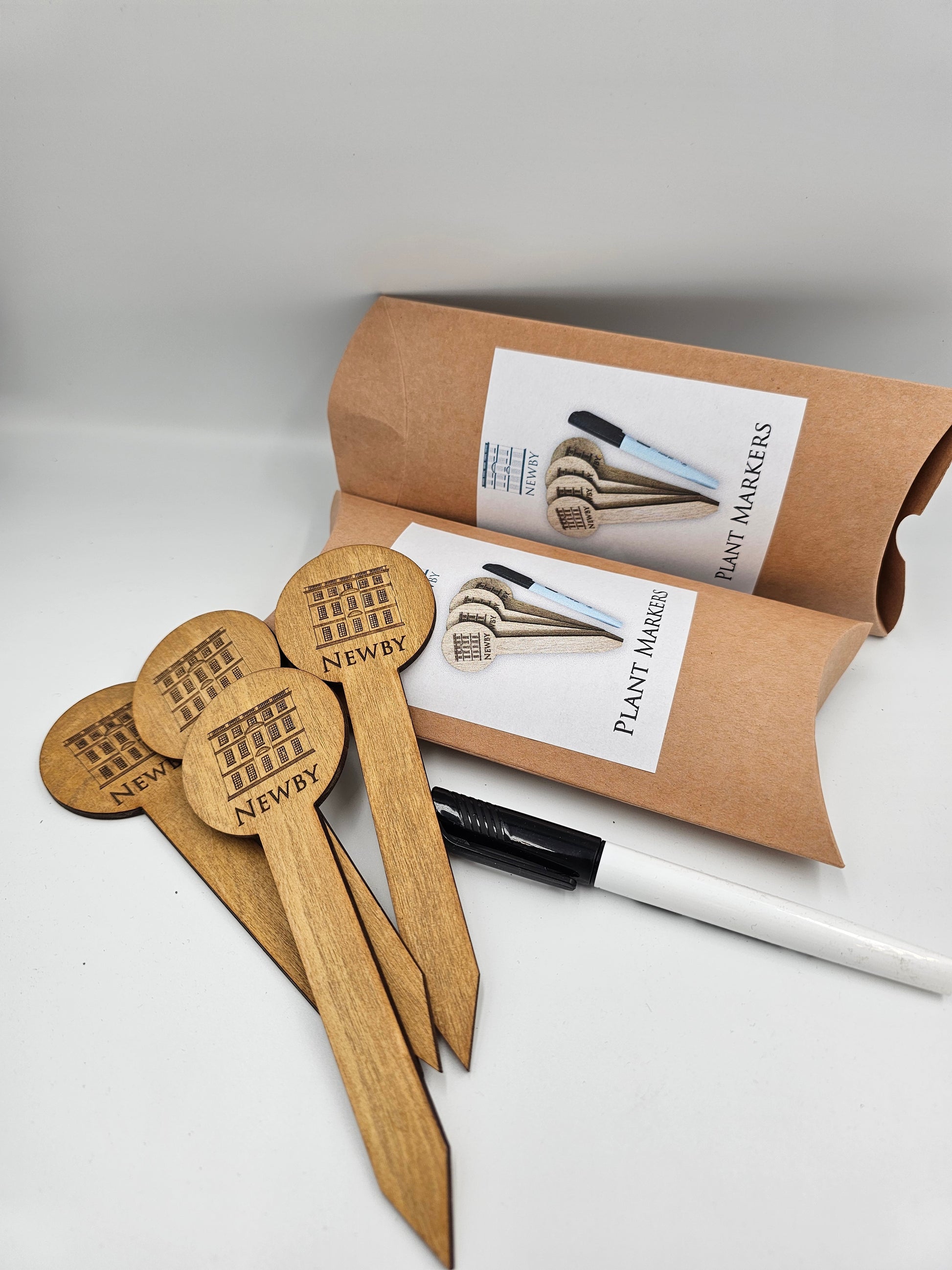 Handcrafted wooden plant markers with pen to mark-up by Jennyruth Workshops eco-friendly garden accessories