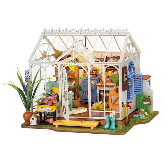 Miniature garden house interior with floral details