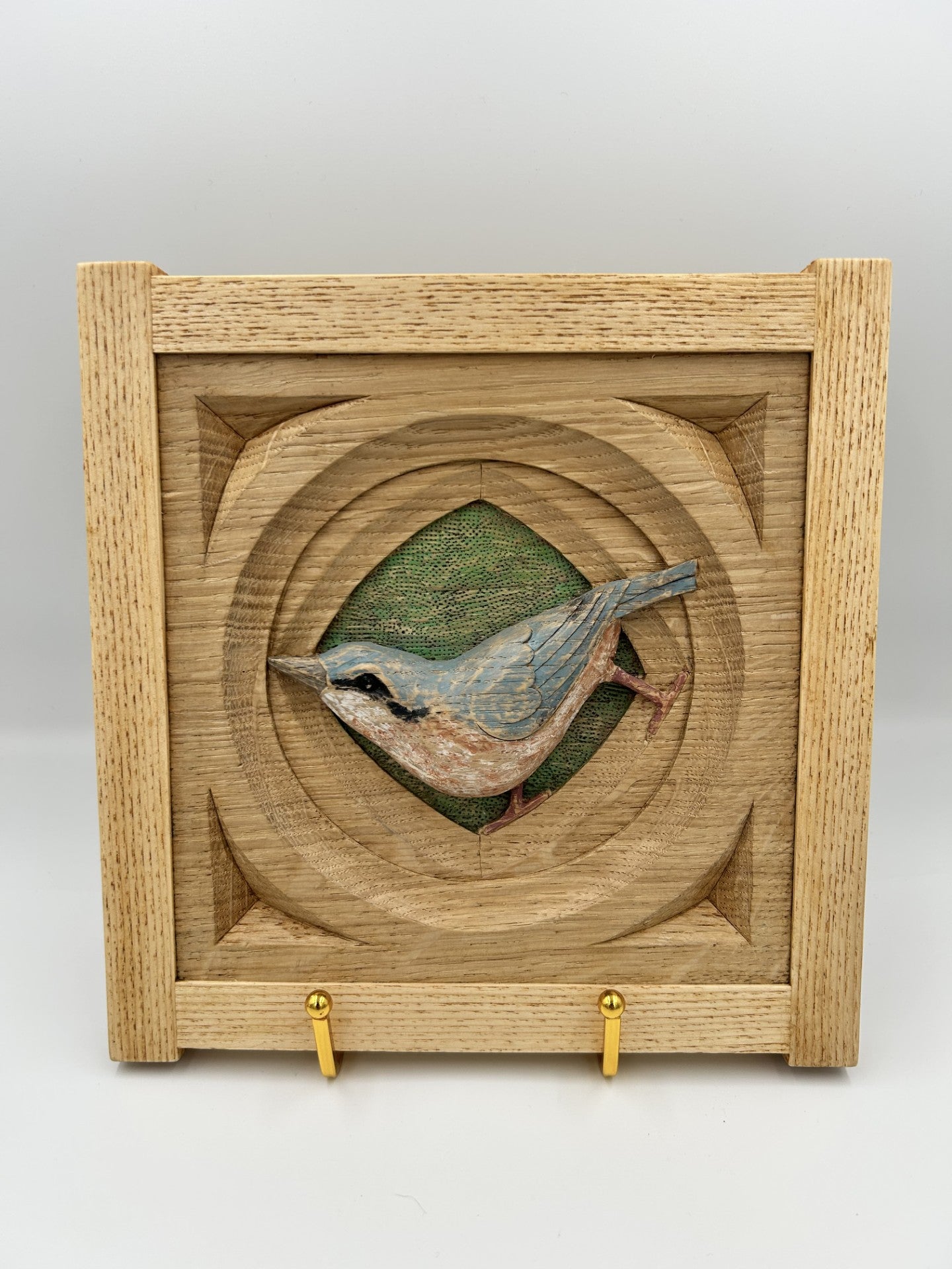 Hand Carved Wooden Framed Nuthatch