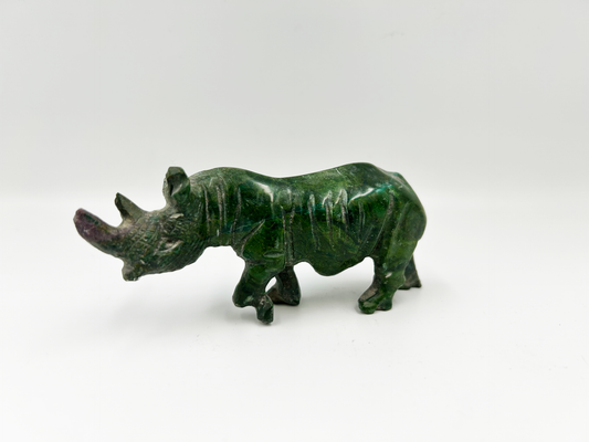 Hand Carved Stone Rhino Sculpture